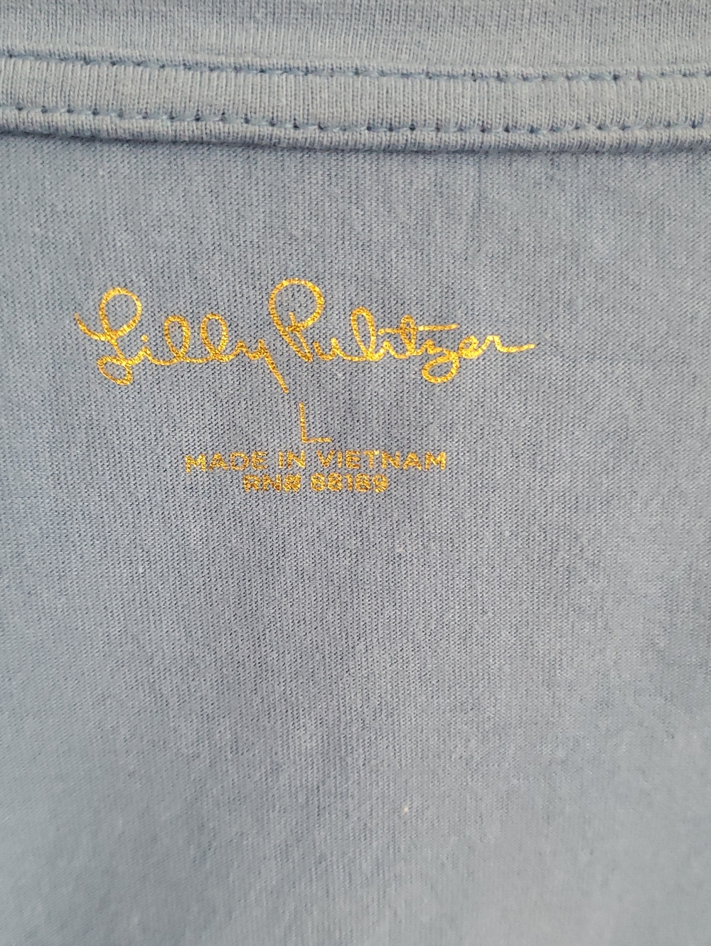 Lilly Pulitzer Blue Puff Sleeve V-Neck Top - Picture 2 of 2